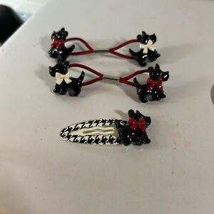 Black and Red Dog Hair Accessories Set